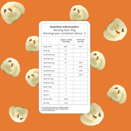 Image of Chappan Bhog Platinum Makhana 250g | 6+ Suta Jumbo Foxnuts (Phool Makhana) | Premium Raw Makhana (Lotus Seeds) | High Protein, Gluten Free Healthy Snack | Ready to Eat | Fasting and Evening Diet Snack