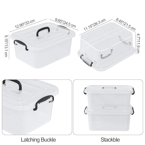 Boîtes de rangement en plastique 8L transparentes empilables avec couvercle