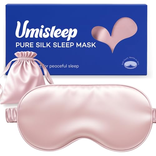 Umisleep 100% Reine Seide Schlafmaske, 22 Momme 6A Weich & Glatt, Atmungsaktive Schlafmaske Seide für Frauen&Herren, Bessere Lichtabdichtung Sleeping...