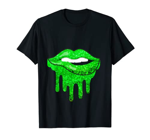 Verde cachonda Sexy Labios mordiendo Kiss Me Irish San Patricio Día Camiseta