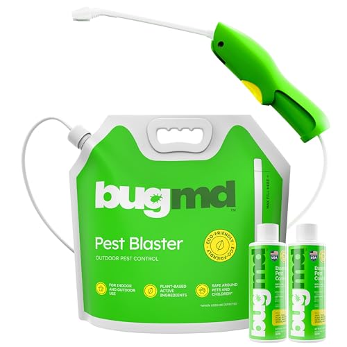 BugMD Blaster Kit - 2 Pack Pest Control Essential Oil Concentrates 3.7 oz and 1 Pest Blaster - Plant-Powered Bug Spray for Home, Insect Killer, Ant Killer for House, Flea Spray for Home, Roach Spray