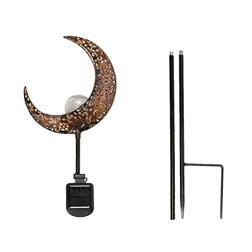 HDNICEZM Solar Garden Light Outdoor Decorative, Moon Decor Crackle Glass Globe Garden Stake Metal Lights，Waterproof Warm White LED for Pathway, Lawn, Patio, Yard Ornaments for Outside by HDNICEZM - Image 7