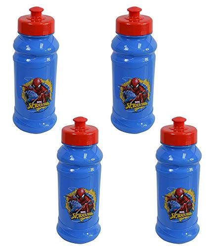 Disney 4-Pack Marvel's Spider-Man Kids 16oz Pull-Top Water Bottles, Blue/Red, BPA-Free