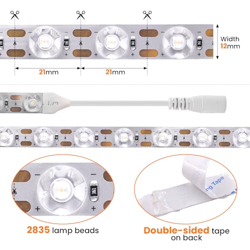 Tira de LED flexible KISUFU 24V 0.5 m 48 LEDs/m Blanco miniatura 5
