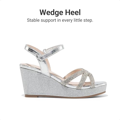 Image of DREAM PAIRS Girls Wedge Sandals Flatform Open Toe Summer Platform Sandals Flower Wedding Party for Little Kid /Big Kid