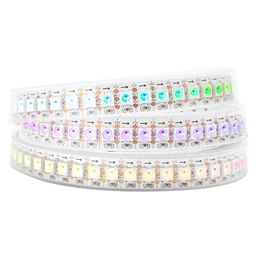 BTF-LIGHTING WS2812B RGB 5050SMD Individual Addressable 3.3FT 144(2X72) Pixels/m Flexible White PCB Full Color LED Pixel Strip Dream Color IP67 Waterproof Making LED Screen, LED Wall, etc Only DC5V