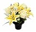 Price comparison product image Bagari Store Artificial Silk Rose Lily & Alstromeria Grave Pot Flower Arrangement/Vase Insert Memorial (Yellow)