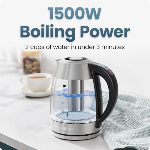 Image of Chefman Cool Touch 1.7 L Double-Wall Electric Kettle with Tea Infuser