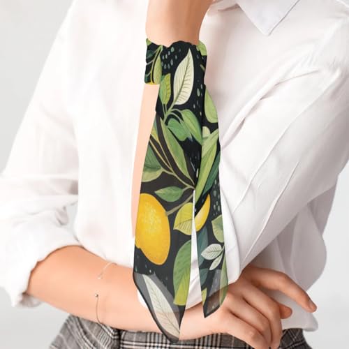 Floral Lemon Printed Fashion Hair Scarf Lightweight Silk Feeling Head Scarf Square Bandanas for Women3