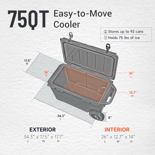 Image of EchoSmile 25 /30 /35 /40 /60 /75 Quart Rotomolded Cooler, Built to Stand up to The Rigors of The Journey