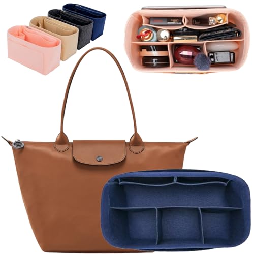 バッグインバッグ ロンシャン その他バッグ 自立 インナーポーチ 軽量 整理 ショルダーバッグ トートバッグ フェルト インナーバッグ (ピンク, 仕切り（L）)のサムネイル