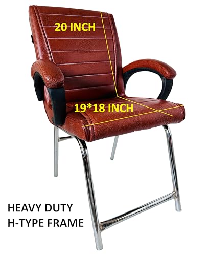 Image of Goyal steel & furniture Executive Office Study Reception Library School Chair Home Study Library Chair with Cushioned seat Back (1, Tan, H Frame)