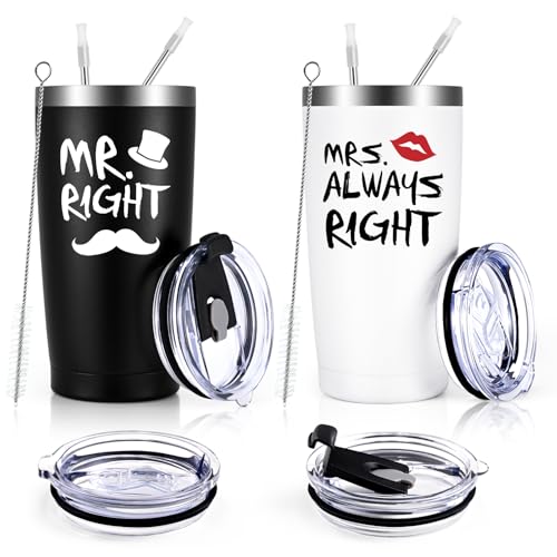 Mr. Right Mrs. Always Right Travel Tumbler Set, Wedding Engagement