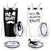 Mr right mrs always right travel tumbler set wedding engagement gifts for husband wife newlywed couples bride groom anniversary bridal shower 20oz stainless steel travel tumbler black and white  urban country home decor