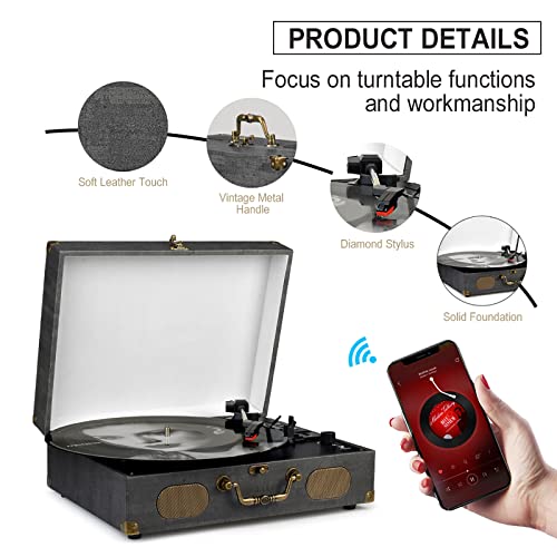 Platine Vinyle Bluetooth 33/45/78 AUX (Black) - Les Beatles, Paul McCartney, John Lennon, RIngo Starr, George Harrison Platine Vinyle Bluetooth 33/45/78 AUX (Black) – Image 3