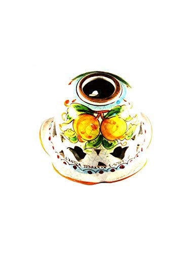 Piatto in ceramica ricambio per lampadario applique plafoniera firmato e decorato a mano dai maestri ceramisti di santo stefano di camastra decoro limoni