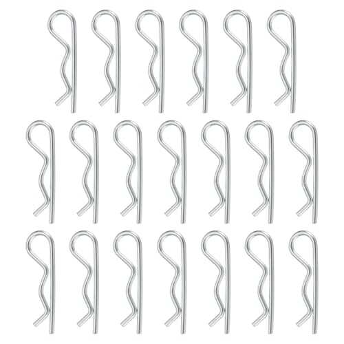 QUARKZMAN 20 Stück Anhängerkupplungsstift Clip, 1,8 mm x 35 mm R Clips aus Karbonstahl, Draht Haarnadeln Splinte Splintsortiment Kit Clips für Anhänger Traktoren Mäher Wagen LKW Pin, Silber