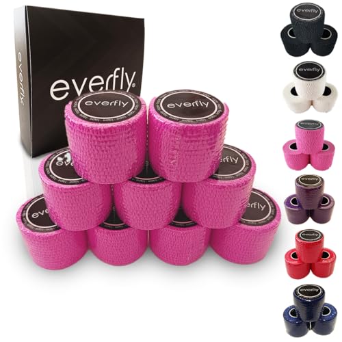 EVERFLY Tape Crossfit - Set 9 Rollos 5cm x 4,5m - Esparadrapo Deportivo - Pulgares y Dedos - Cinta Cohesiva Tela Autoadhesivas Flexible Protectora - Adhesivo para Pesas - Vendas Halterofilia (9, Rosa)