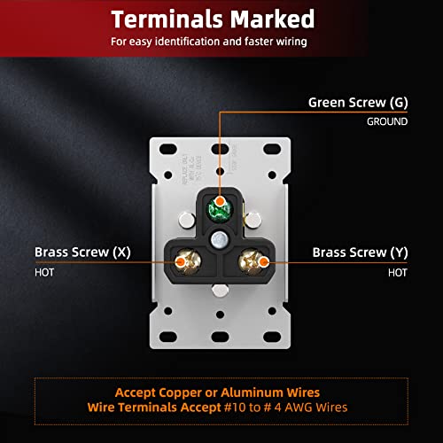 Aida 6-30R Outlet Receptacle 30 Amp 250 Volts 2 Pole 3 Wire Heavy Duty Straight Blade Industrial Grade Grounding Flush Mount Range Power Outlet For Welder,Plasma Cutter,Dryer, Ul Listed #TOP3