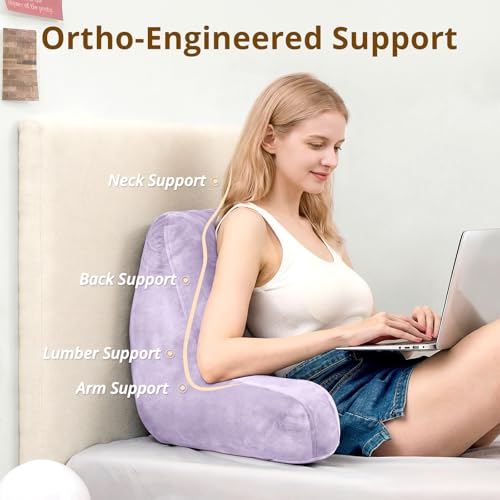 Image of Sasttie Reading Pillow for Bed, Back Pillow for Sitting Up, Lavender