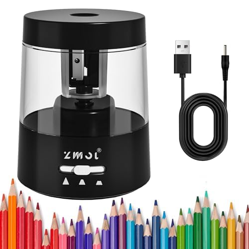 ZMOL Elektrischer Anspitzer (Pencil Sharpener) - Kompaktes, batteriebetriebenes Gerät zum schnellen Radieren von Nr.2 - Stiften und Farbstiften (6-8mm), ideal für Kinder, Schule, Büro und Zuhause.