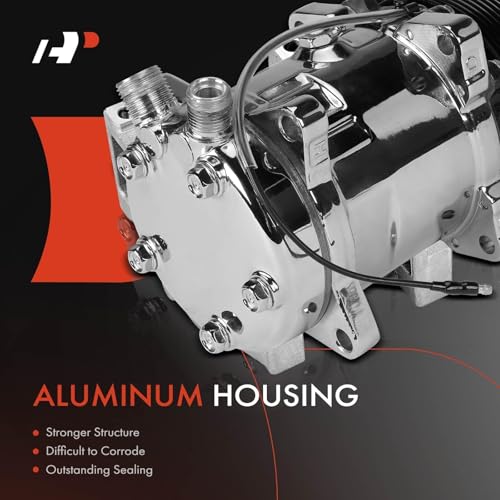 A-Premium AC Compressor Replacement for Sanden 508 7-Groove Serpentine Serpentine Belt, Black Clutch Black, Chrome housing