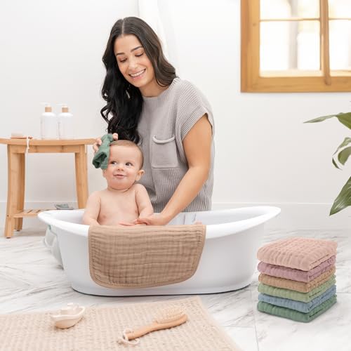 image for Comfy Cubs Muslin Baby Washcloths 6 Pack - Soft 6-Layer Cotton Wash Cl