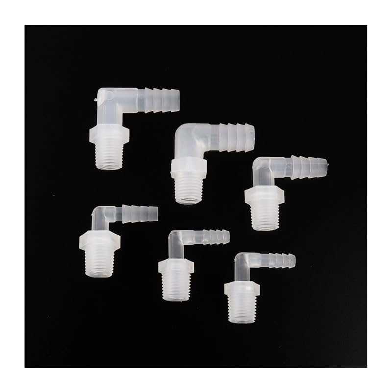 50 Uds 1/4,1/8 pulgadas hilo macho Pagoda codo conector exterior Dia3.9-11,1mm adaptador de tubo de manguera de plástico bomba de aire riego de tanque de peces(6.4mm-1/8)