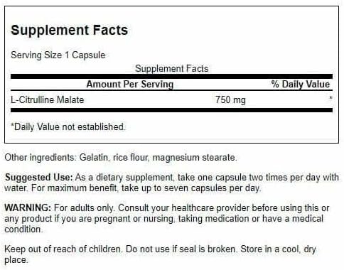 Miniatura 2 de Swanson Aminoácido L-Citrulina Malato Complejo 750 Miligramos 60 Cápsulas
