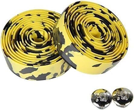 bike handlebar tape,handlebar tape Handlebar Tape, Handlebar Tape 4pcs Steering Wheel Cover Road Bike Cycling Handle Non-slip Belt Rubber Tape Bike Accessories Handle Belt Bar Tape(Yellow black)