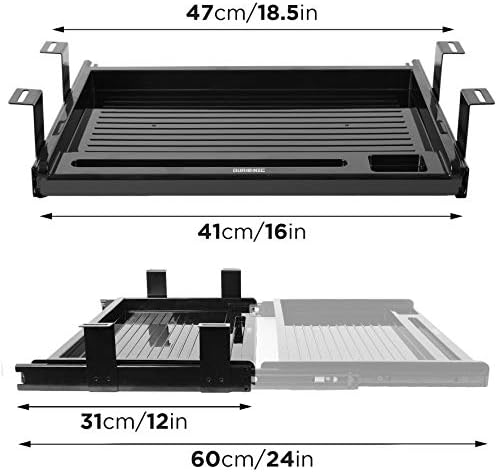 Duronic Keyboard Platform DKTSX2 | Under Desk Drawer for Keyboard and Mouse | Attachable Keyboard Tray | 41x31cm / 16x12in | Ergonomic Workstation Solution | Sliding Pull-Out Tray | Easy Installation