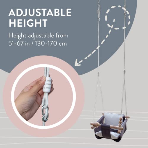 Monkey & Mouse Baby Swing Seat, Secure Canvas And Wooden Hanging Swing Chair For Baby, Infant, Toddler, Kids Toys - Indoor And Temporary Outdoor Hammock For Indoor Playground, Tree Swings Or Backyard #TOP7