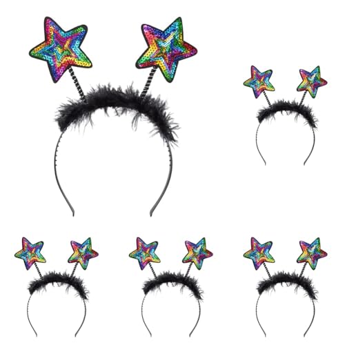 Boland - Tiare étoile avec paillettes, bandeau avec plumes, coiffe, costume, carnaval, fête à thème, Nouvel An