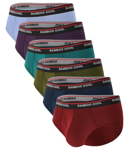 BAMBOO COOL Mens Breathable Soft Underwear Open-fly Classic Briefs, Tag-free