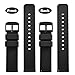 WOCCI 15mm Silicone Watch Band, Quick Release Rubber Replacement Strap with Black Stainless Steel Buckle (Black)