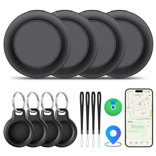 Image of Air Tracker 4 Pack, Smart Bluetooth Tracker for Apple Find My (iOS Only), IP67 Waterproof Tracker with Keychain, Item Finder and GPS Finder for Keys, Luggage, Wallet, etc, Replaceable Battery