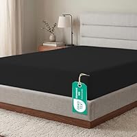 Linens World Egyptian Cotton 200 Thread Count Fitted Sheet 4FT Small Double OEKO-TEX Standard 100 Certified, 40cm Deep Pocket Breathable, Hypoallergenic & Anti-Wrinkle Black Bottom Sheet (122X190CM)