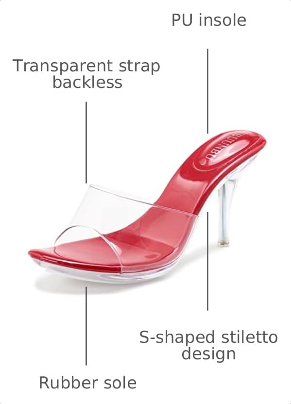 Image of NBUUNBU Silver Clear Heels For Women Dress Shoes Transparent Strap Sexy Stilletos Heels Open Toe High Silver Heeled Sandals Pump Mules