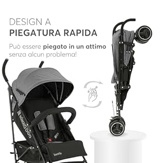 Passeggino KikkaBoo BEETLE, Passeggino da viaggio fino a 22 kg, Pieghevole, Leggero, Compatto, Grigio