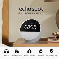 Amazon Echo Spot (neueste generation), smarter Wecker mit sattem Klang, Weiß, mit Alexa+ Early Access – Ansicht 8