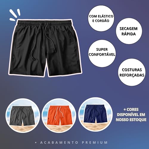 Shorts Masculino Praia Piscina Academia Liso MXC BRASIL (BR, Alfa, GG, Regular, Regular, Branco)