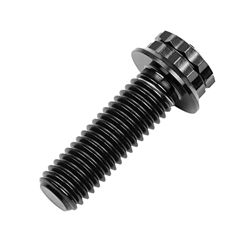Image of Titanium Flange 12 Point Head M8 x15 20 25 30 35 40 45 50 55 60 65mm Screw Bolt Pack of 4 (M8x25mm, Black)