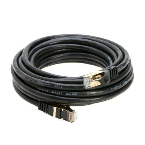 Image of 10FT S /FTP CAT 7 Gold Plated Shielded Ethernet RJ45 Copper Cable 10 Gigabit Ethernet Network Patch Cord Cat7 (10ft, Black)