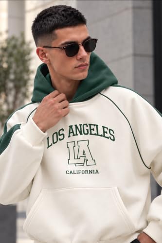 Image of Veirdo Men's Oversized Fit Solid Cotton Hoodie Full Sleeve Hooded Sweatshirt Kangaroo Pocket Warm Winter Wear Warm Stylish Pullover for College, Cafe and Weekend Outings (Sizes S to XXL)