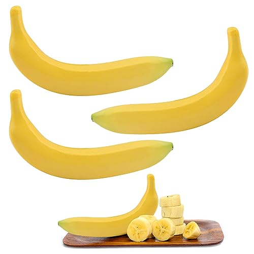 Ovrilossa Fake Fruit,Realistic Lifelike Artificial Banana Creative Photo Props Decorative Fake Model for Home Decor Wedding Showcase Teaching and Kitchen Display(Size:4 pcs)