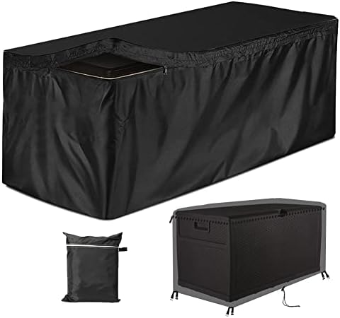 Gicov Deck Box Cover Waterproof Heavy Duty Patio Storage Box Cover with Zipper Outdoor Ottoman Bench Cover Rectangular for Keter Suncast Lifetime Rain Snow Dust Resistant