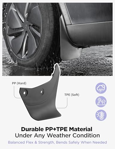 Image of Tparts Mud Flaps Splash Guards for Tesla Model Y Juniper 2025-2026 (Premium /Performance), All-Weather Mud Guard Kits, Exterior Accessories Sediment Protection No Drilling Required Black (Set of 4)