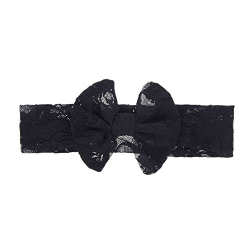 Black Lace Baby Headband Black Hair Bow Band Baby Black Lace Bow Baby Headwear BBG06 (Black White Set)2