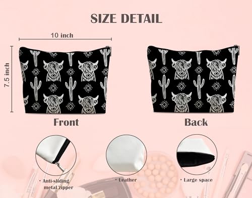 Image of Cow Makeup Bag - Cowgirl Stuff, Western Gifts - Leather COW K
