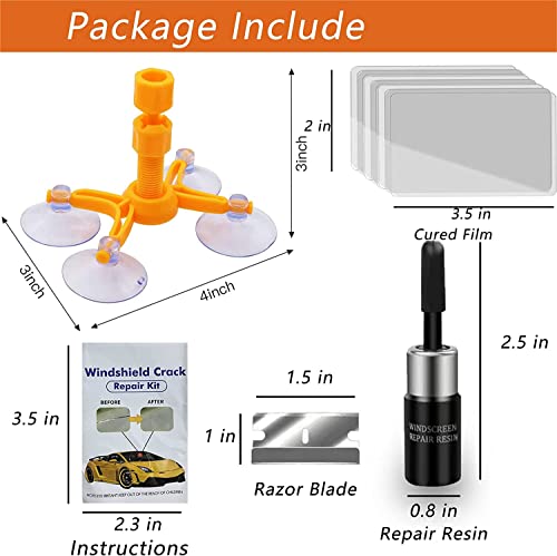 VICKJES Windshield Repair Kit, Glass Repair Fluid 4 Pcs Car Glass Repair Kit, Windshield Crack Repair Kit, Glass Repair Fluid Quick Fix for Chips, Cracks, Star-Shaped Crack - Thumbnail 2